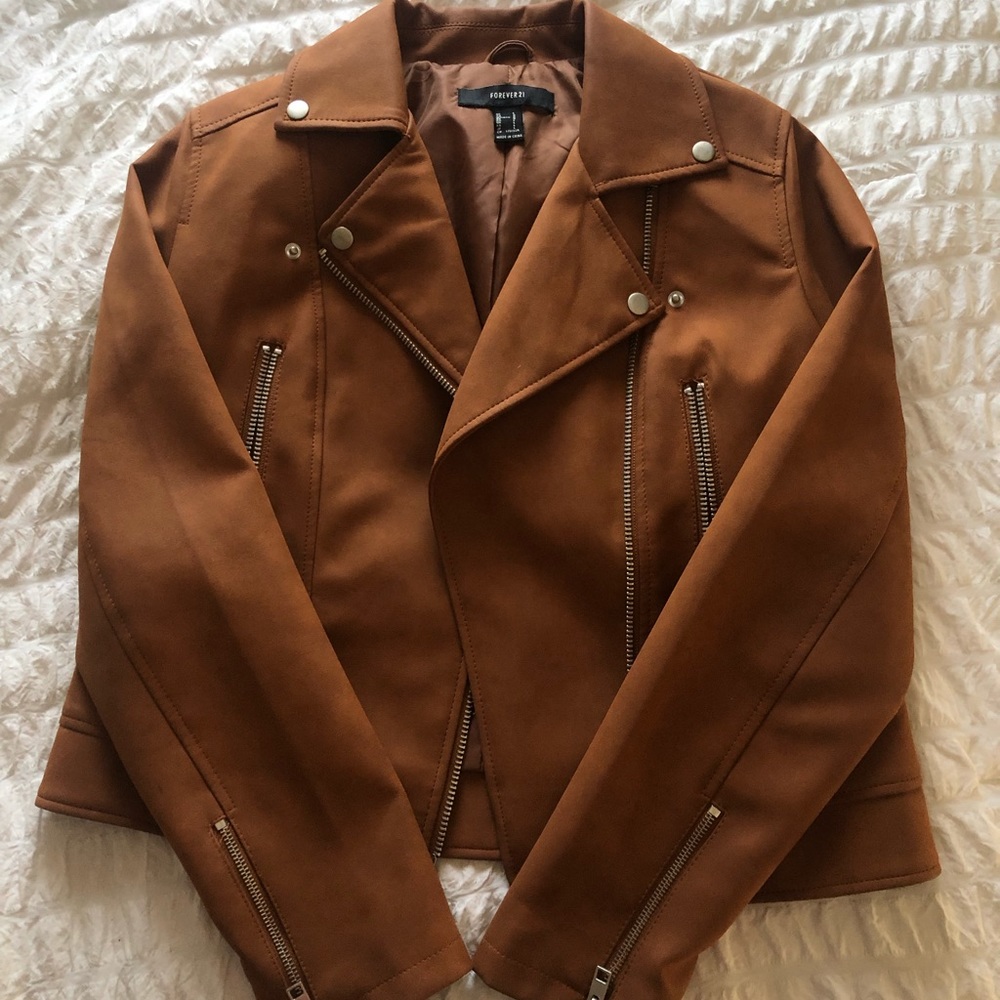 Chestnut Brown Faux Leather Jacket 🧥